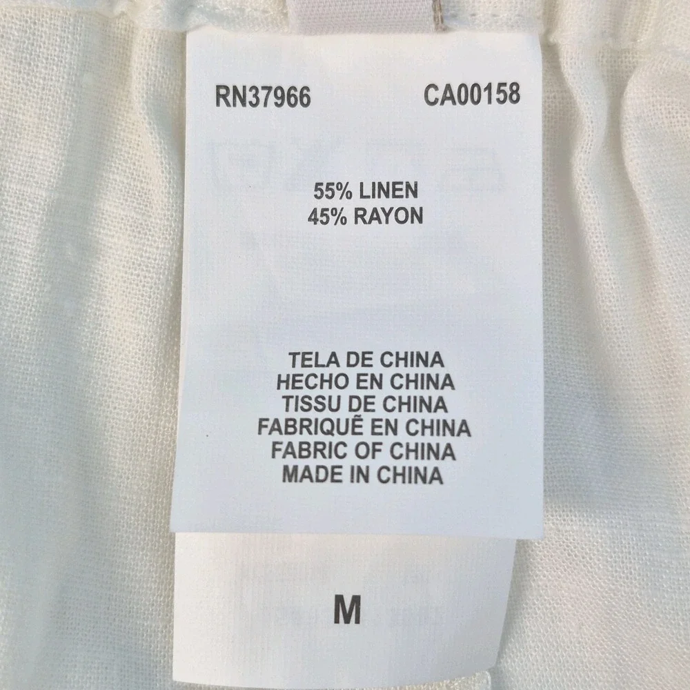 NWT Perry Ellis Men's Linen Drawstring Pants White Regular Fit Beach Casual‎ M